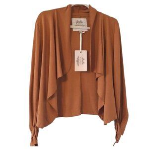 TRÏBE Flowy Front opening Camel brown blazer Jacket Size Small NWT